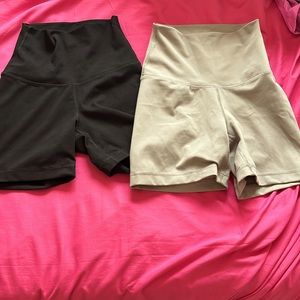 Set of black and tan biker shorts
